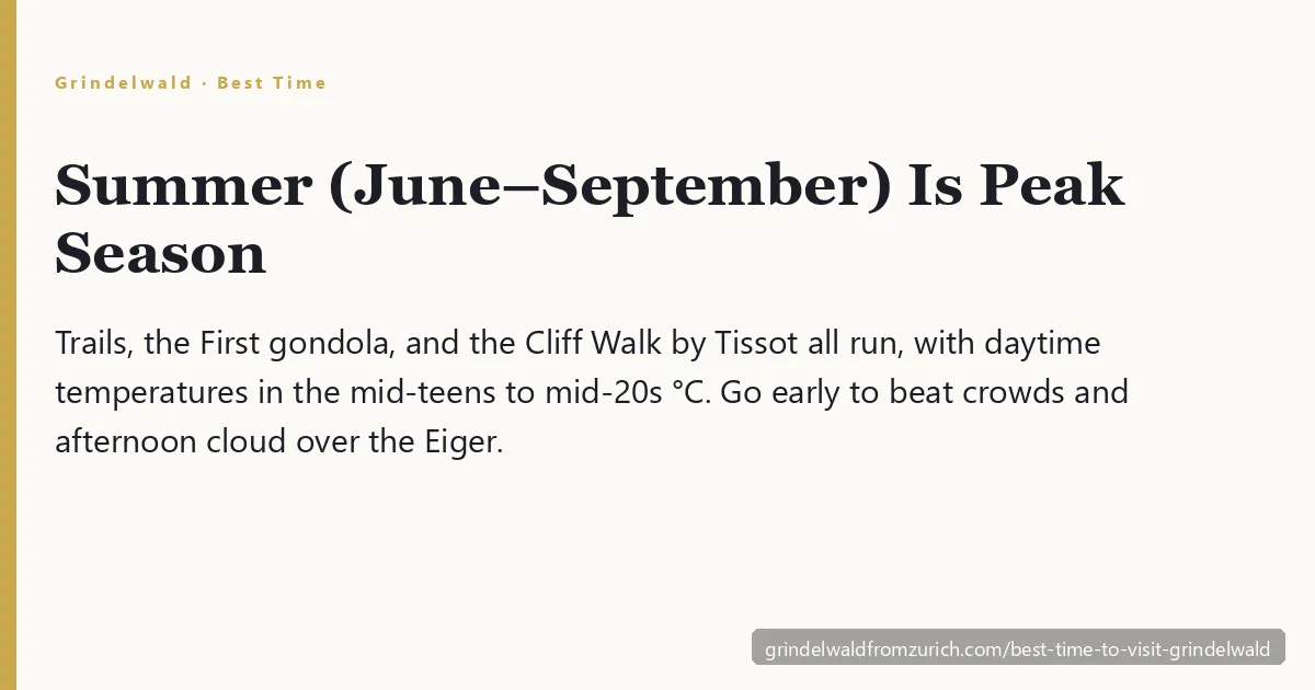 Best time to visit Grindelwald — the First Cliff Walk by Tissot cantilevered over the valley with Eiger views in summer